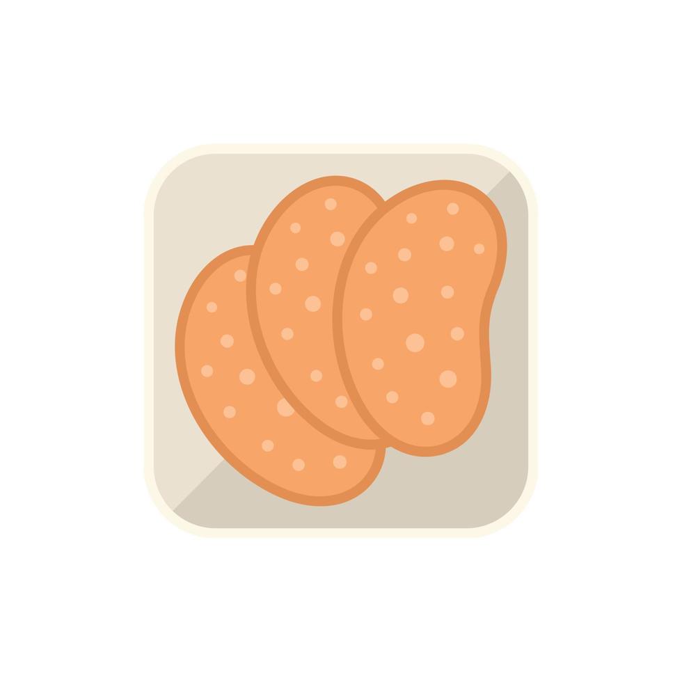 Sausage airline food icon flat vector. Flight meal vector