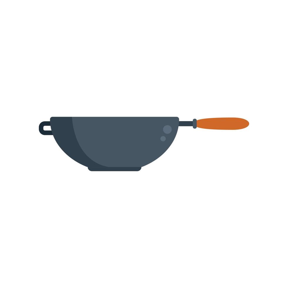 Wok fry pot icon flat vector. Cooking oil vector