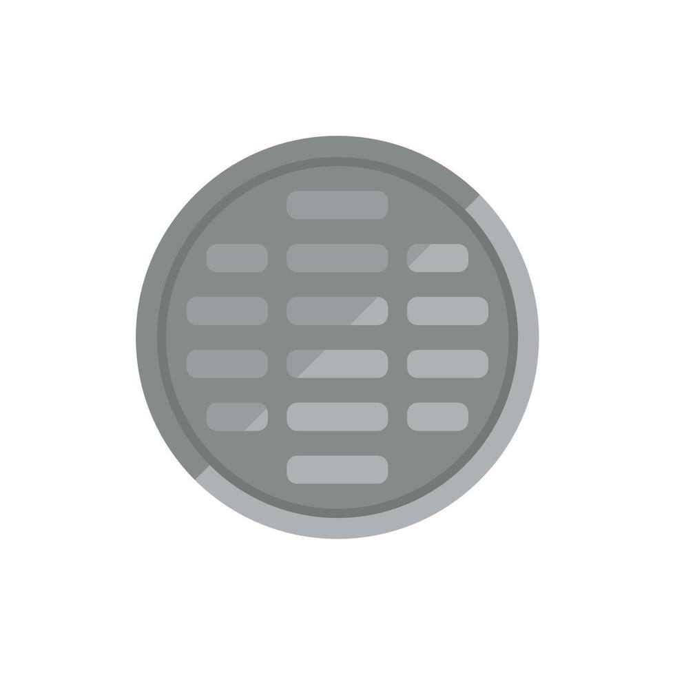 Metallic manhole icon flat vector. City road vector