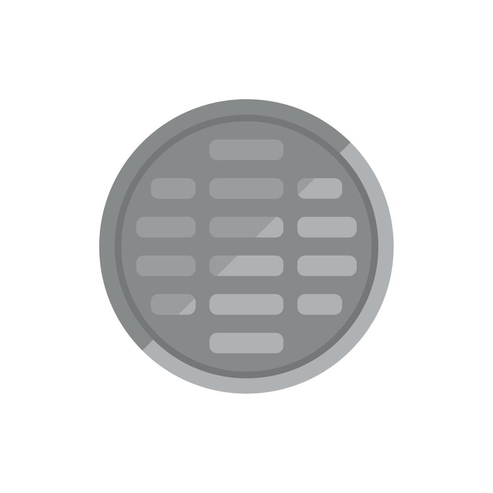 Metallic manhole icon flat vector. City road vector