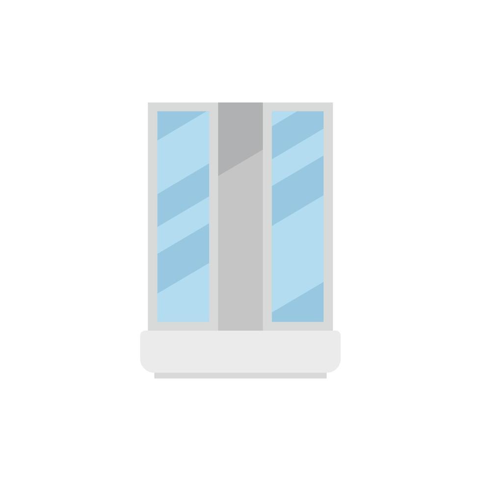 Water shower cabin icon flat vector. Glass stall vector