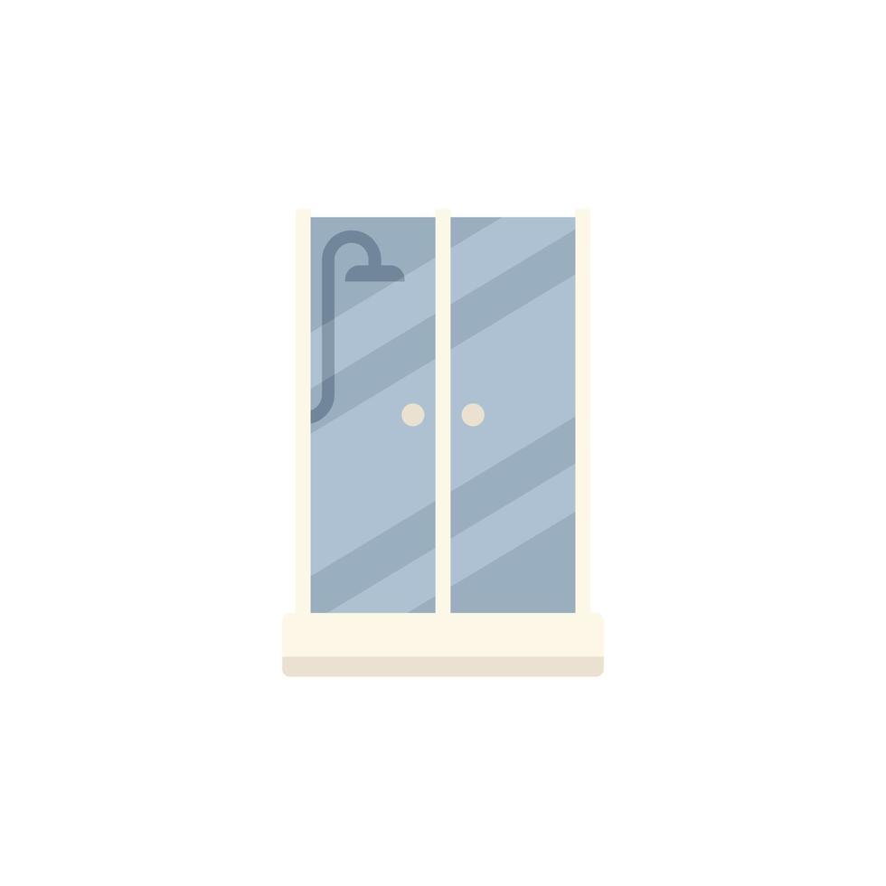 Shower cabin door icon flat vector. Stall glass vector