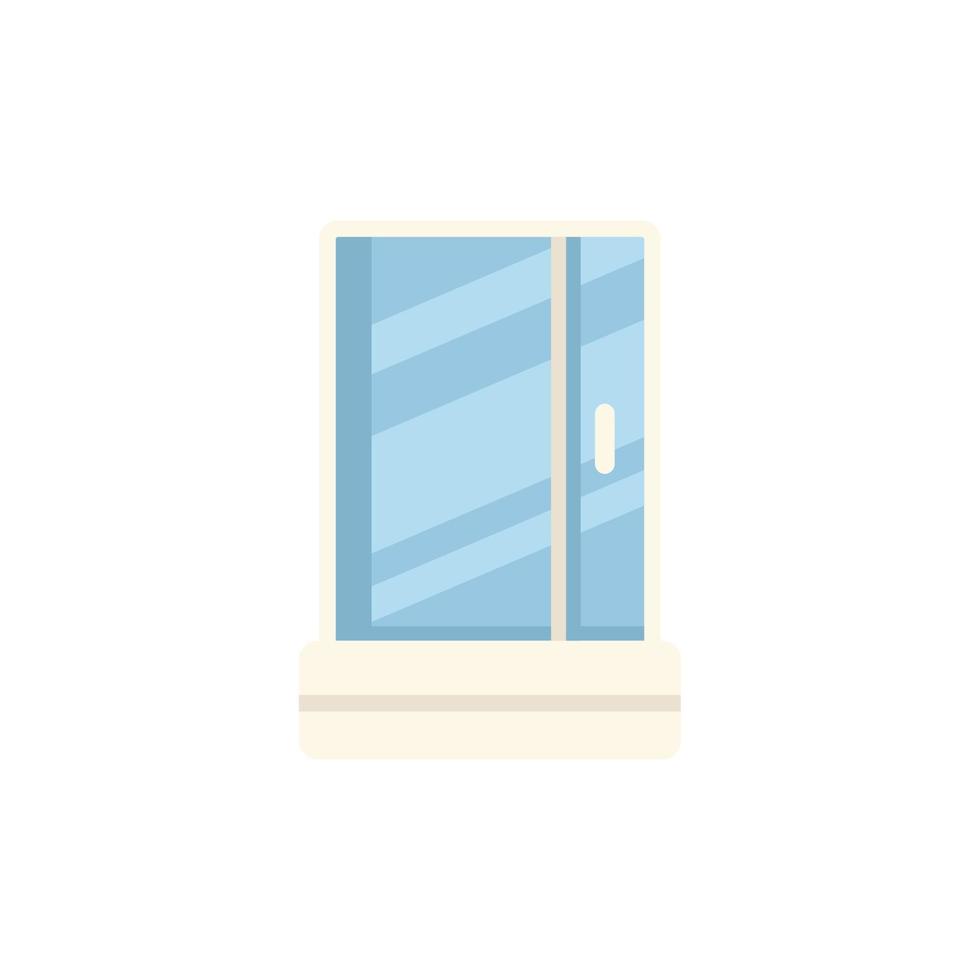 Glass shower cabin icon flat vector. Stall door vector