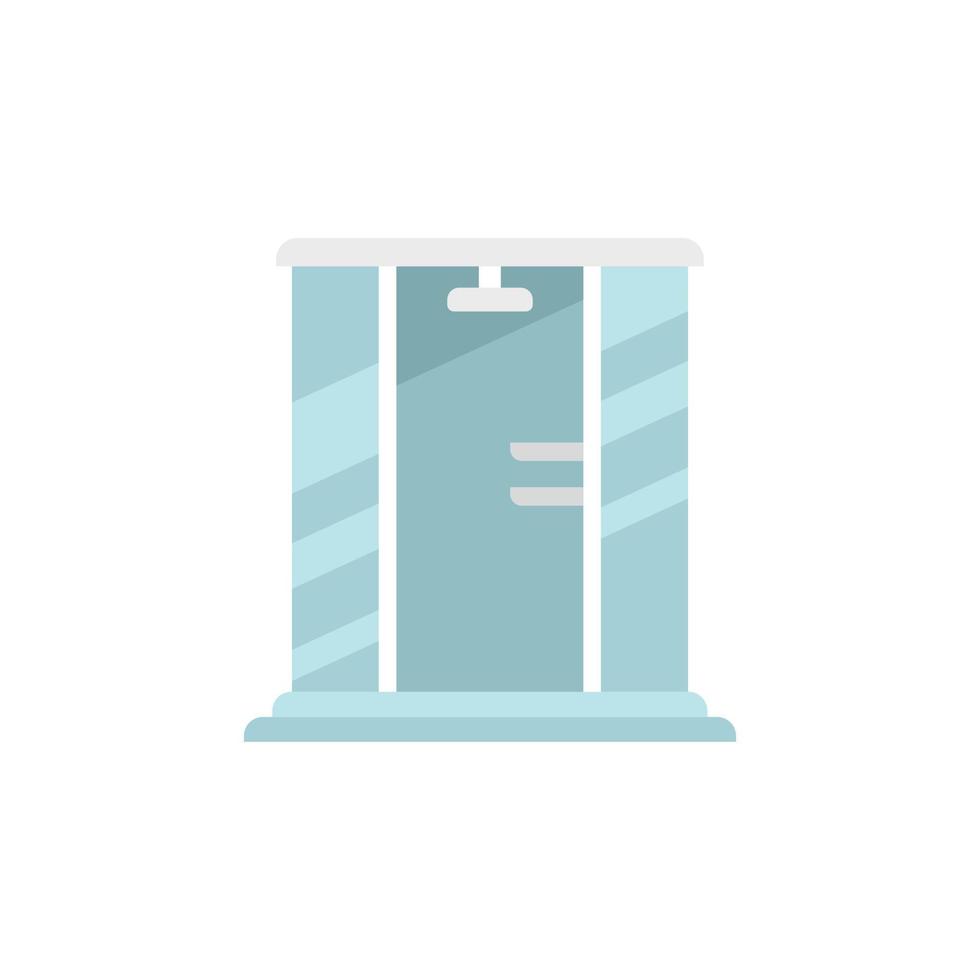 Shower cabin icon flat vector. Glass door vector