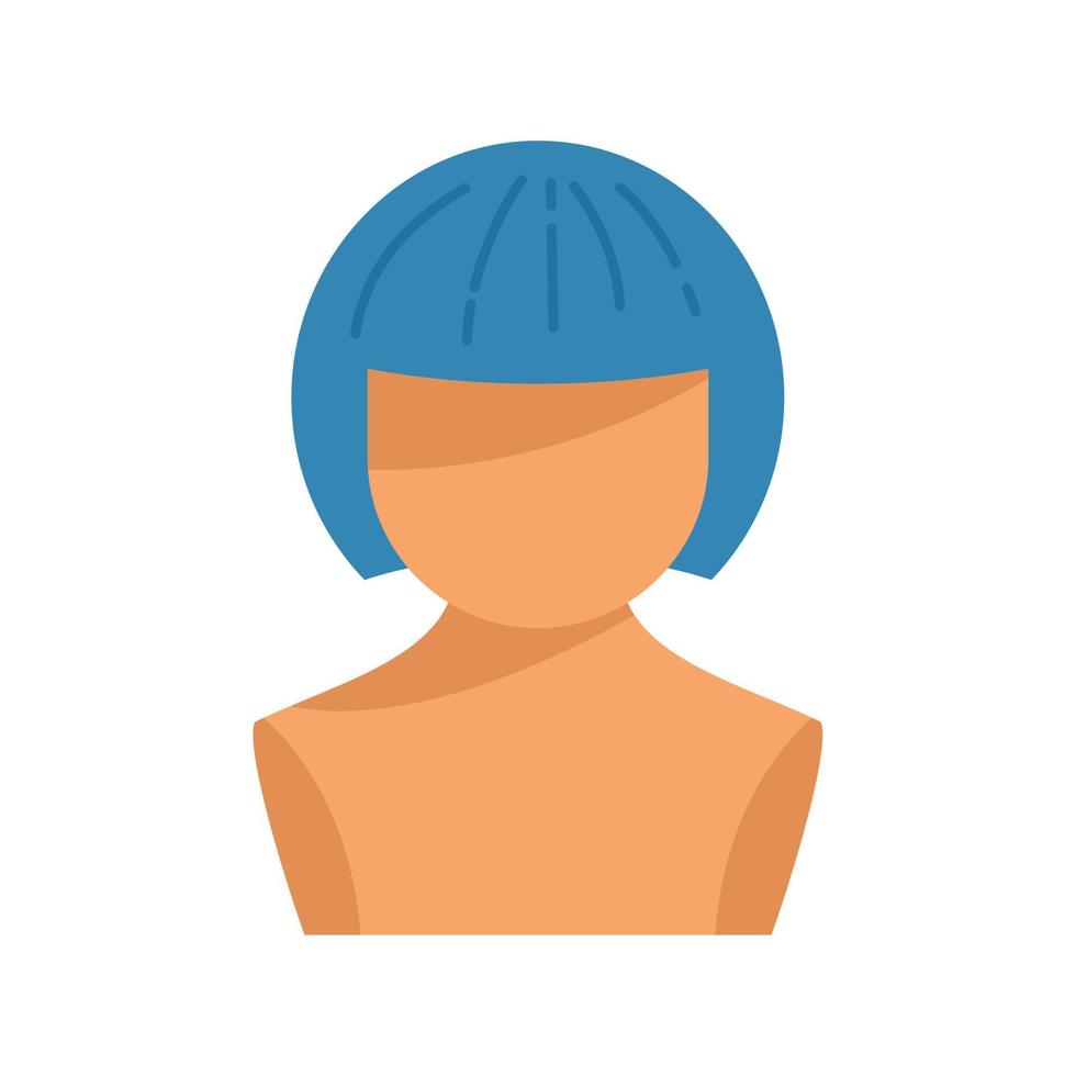vector plano de icono de peluca femenina. estilo de cabeza