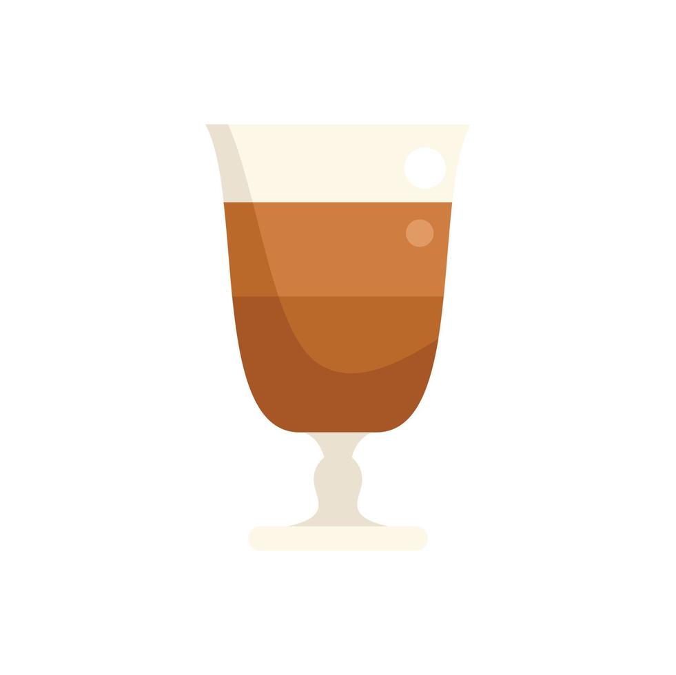 Glass latte icon flat vector. Cafe cup vector