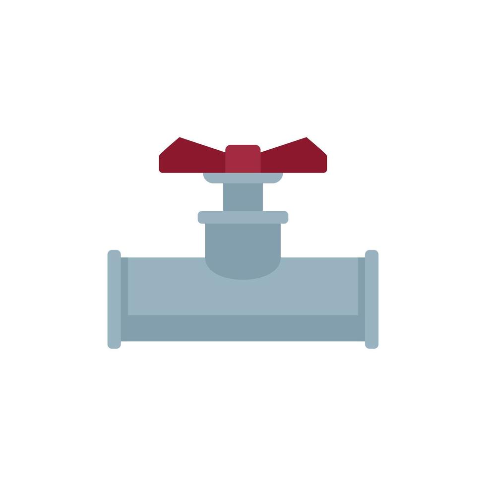 Round faucet icon flat vector. Water pipeline vector