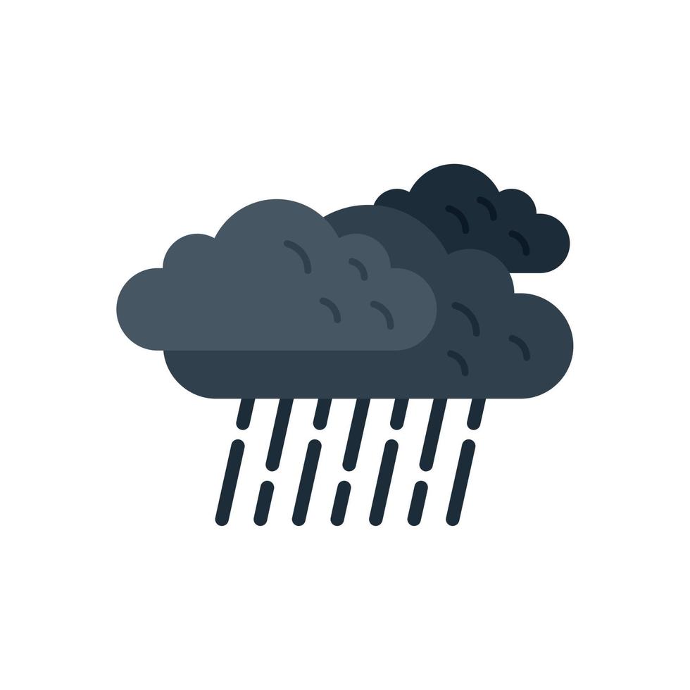 Rainy cloud icon flat vector. Cloudy rain vector