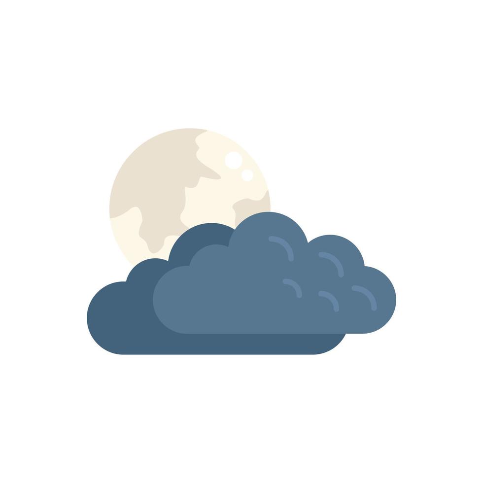 Moon cloudy icon flat vector. Weather cloud vector