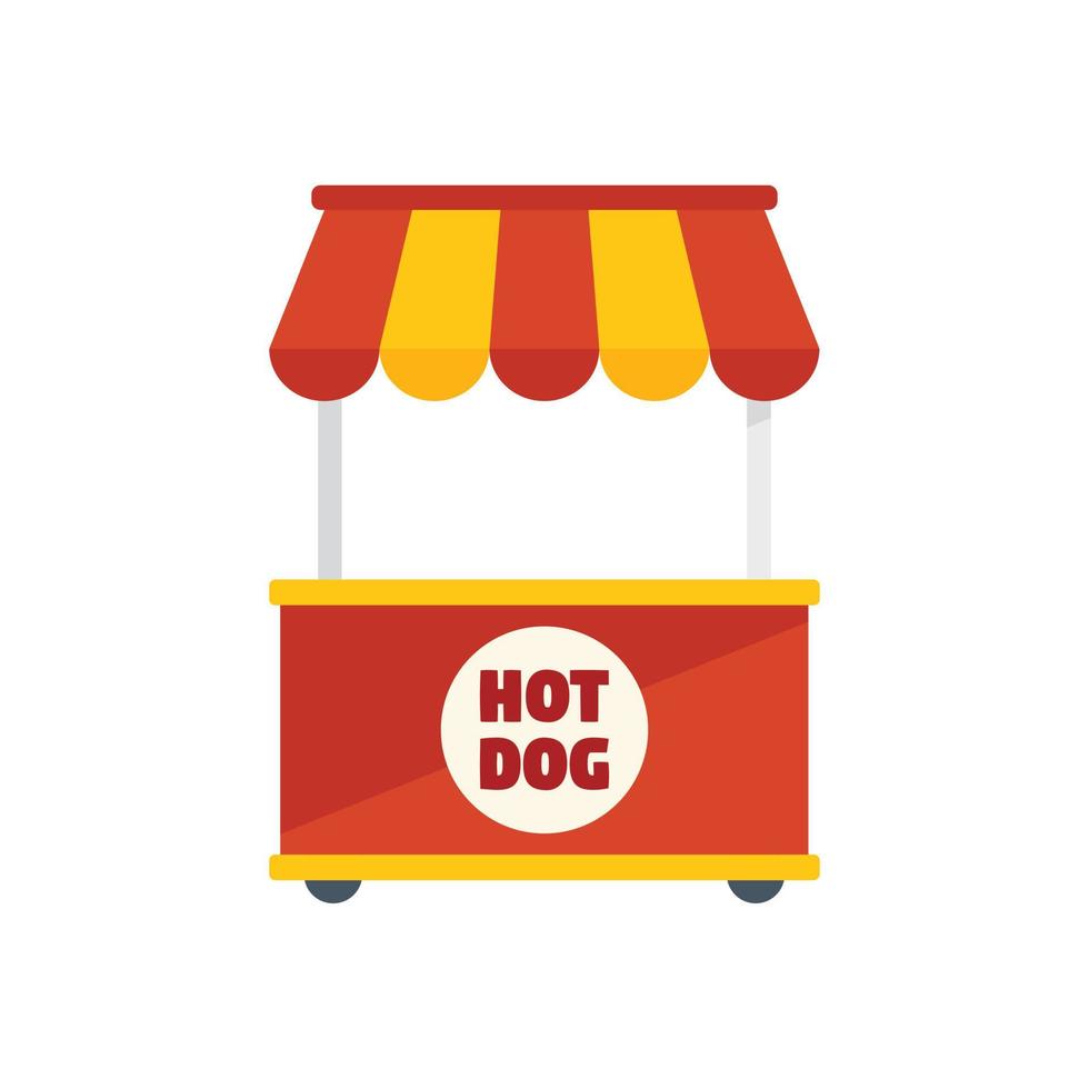 Hot dog stand icon flat vector. Street kiosk vector