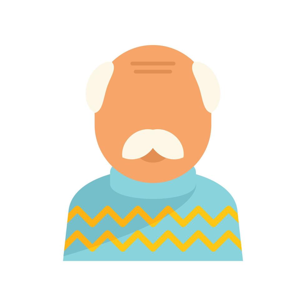 Senior man icon flat vector. Adult life vector