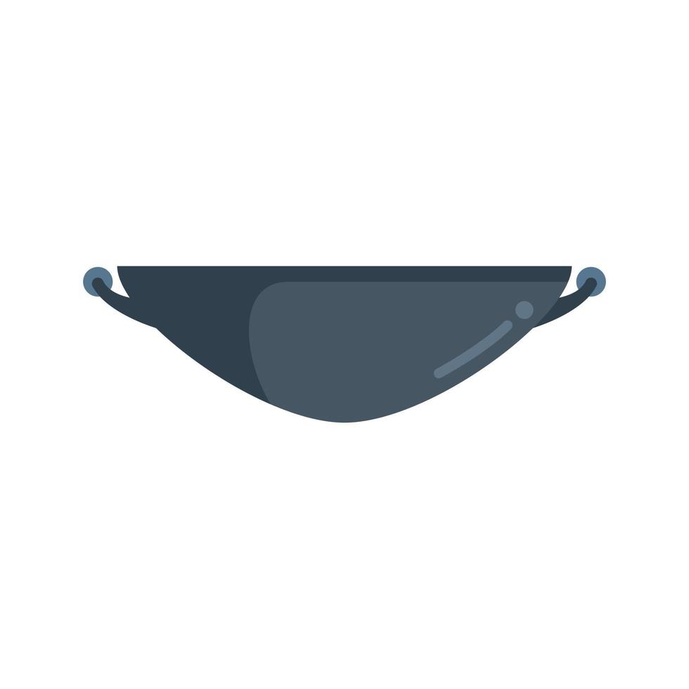 Chinese wok frying pan icon flat vector. Fry cooking vector