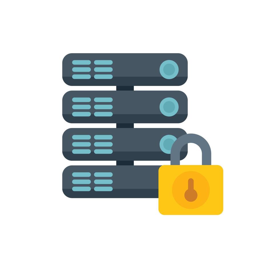 Locked data server icon flat vector. Platform system vector
