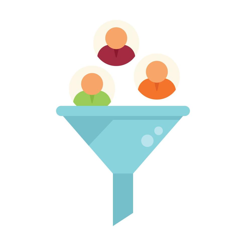 Client database funnel icon flat vector. Crm data vector