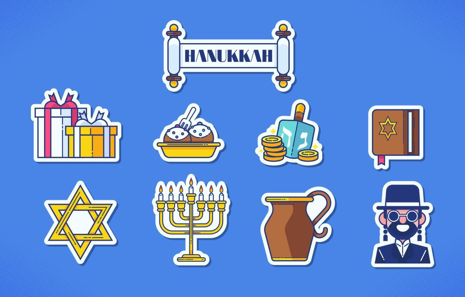 Happy Hanukkah Sticker Set vector