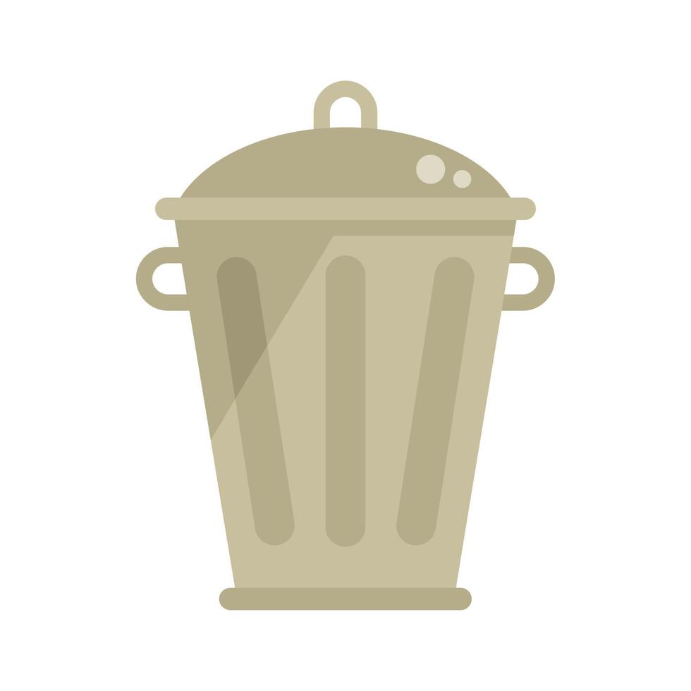 Steel recycle bin icon flat vector. Reduce trash vector