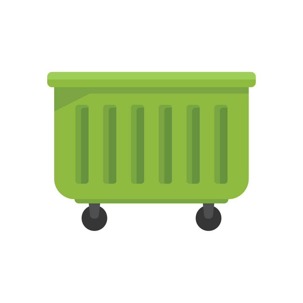 Waste cart icon flat vector. Food trash vector