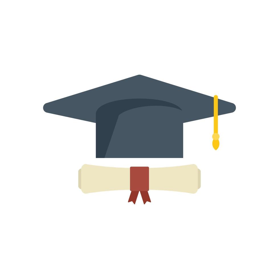 Degree cap icon flat vector. School diploma vector