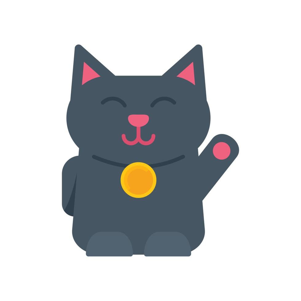 Asian lucky cat icon flat vector. Neko chinese vector