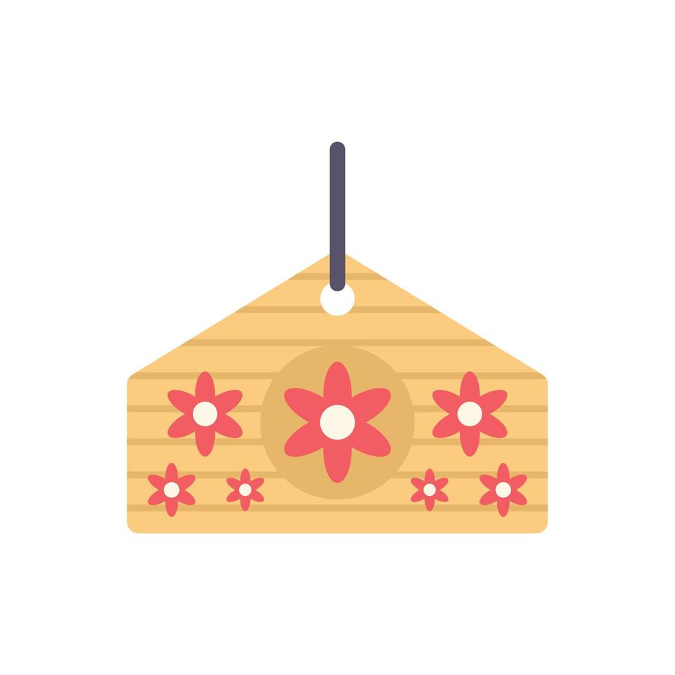 Wood lucky charm icon flat vector. Japan neko vector