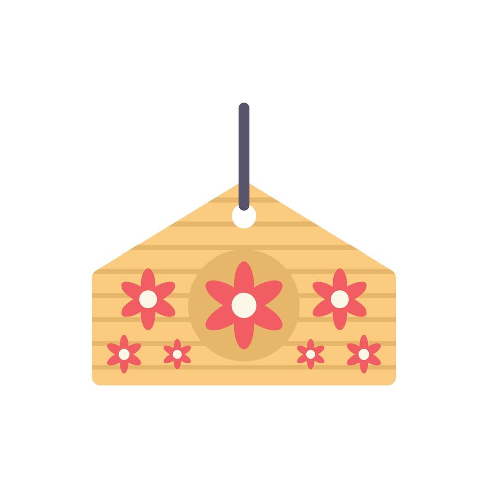 Wood lucky charm icon flat vector. Japan neko vector