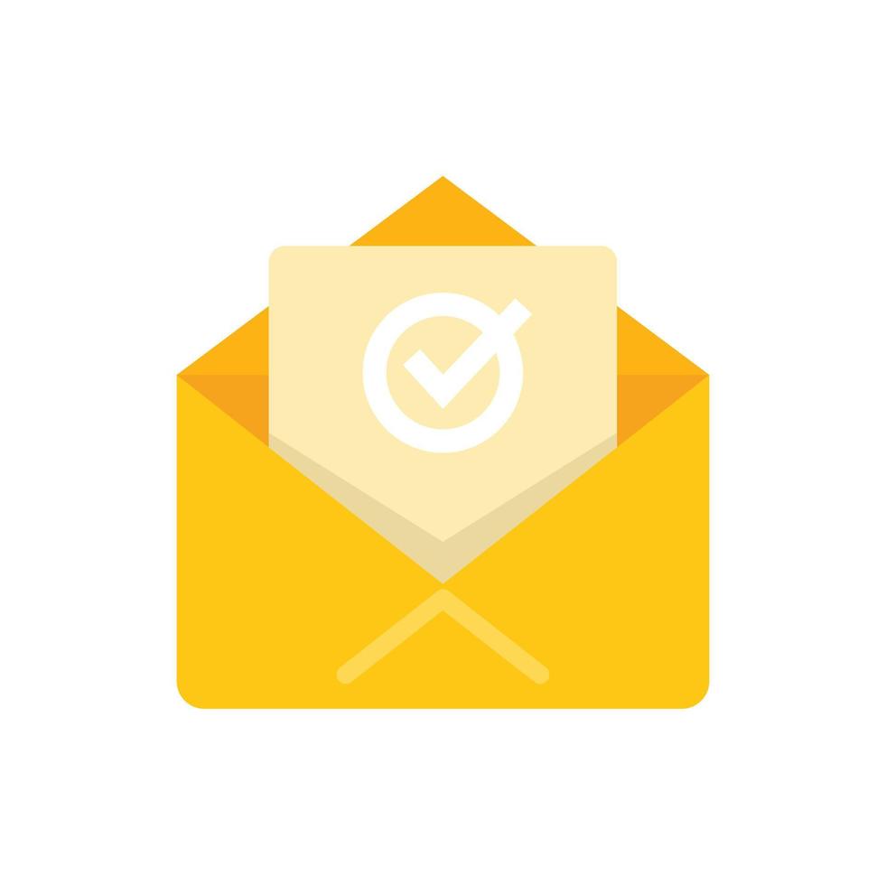 Approved mail icon flat vector. Business quality vector