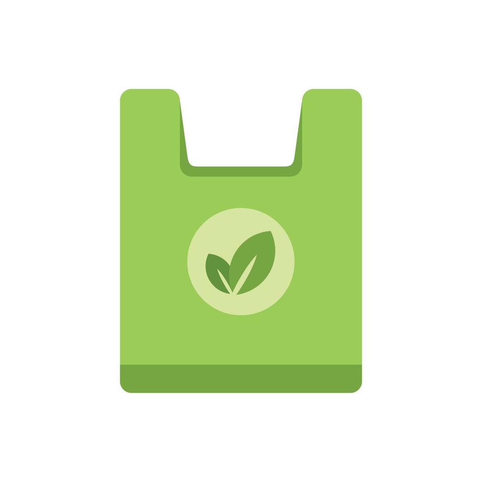 Eco bag icon flat vector. Biodegradable plastic vector