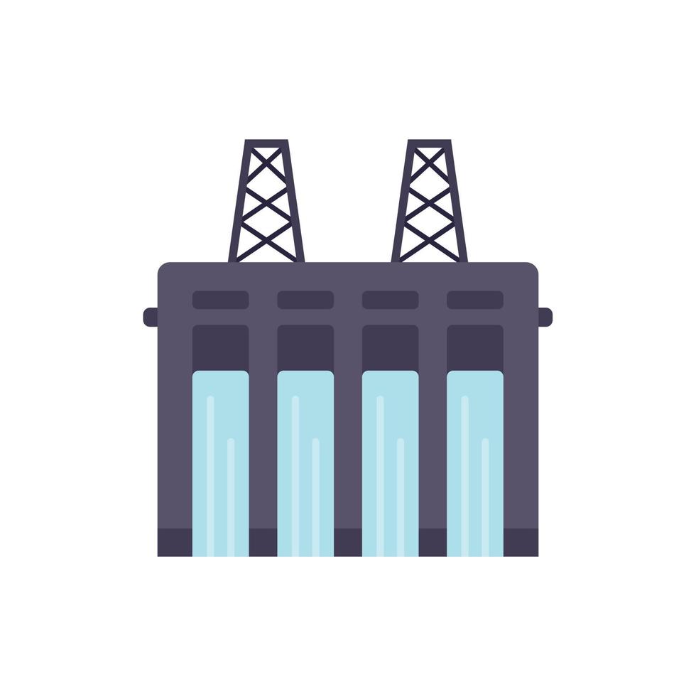 Hydro station icon flat vector. Water energy vector