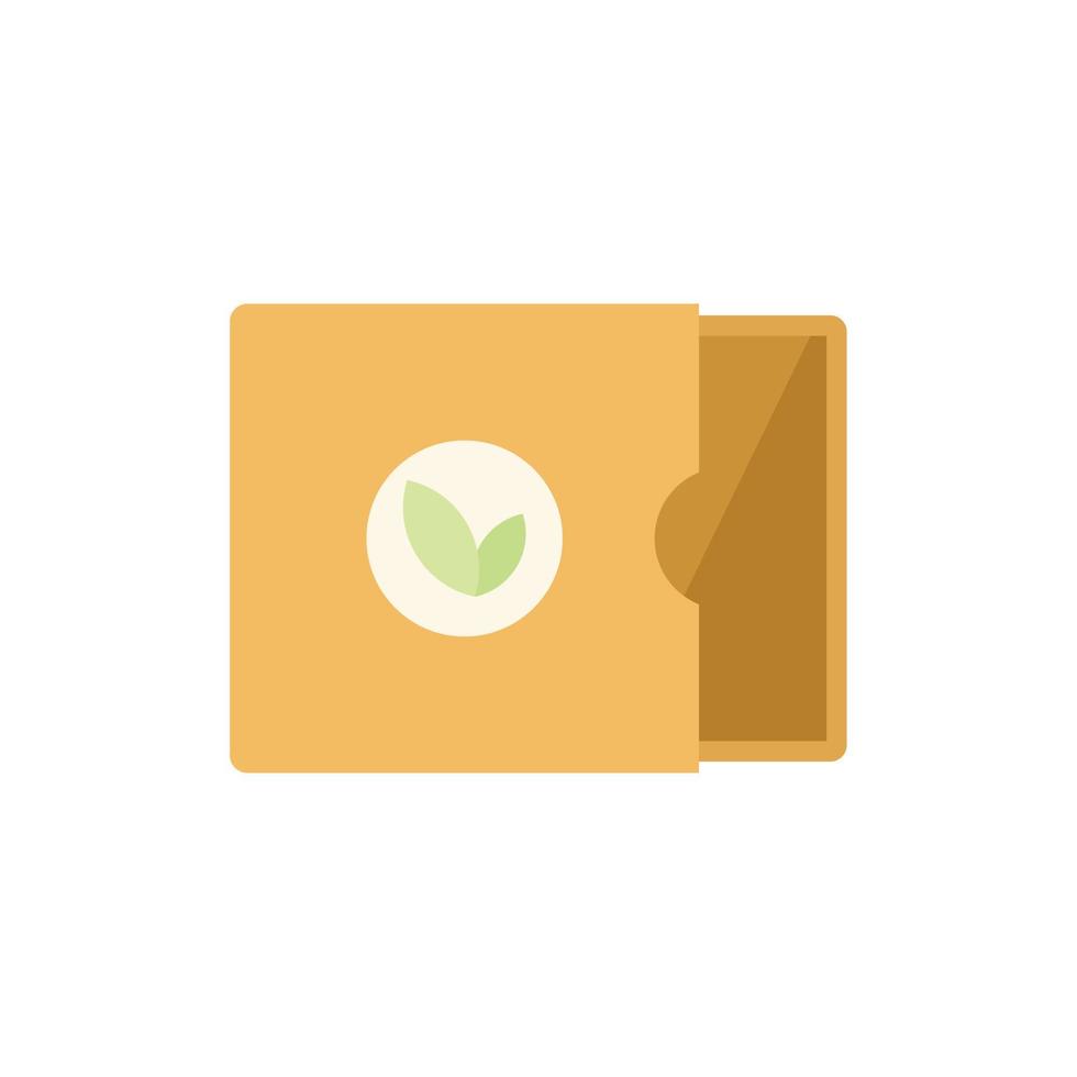 Eco leaf box icon flat vector. Paper food vector