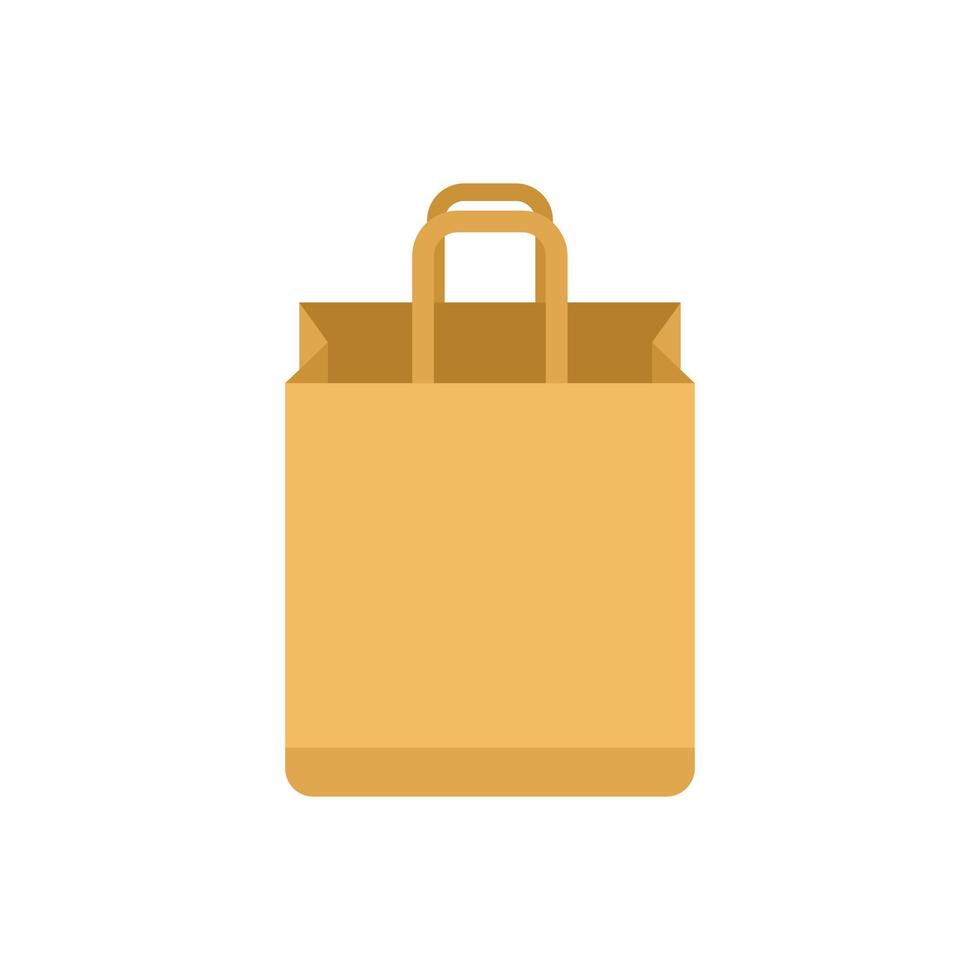 Eco paper bag icon flat vector. Food pack vector