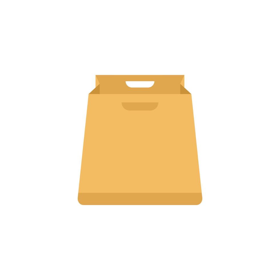 Food paper pack icon flat vector. Eco bag vector