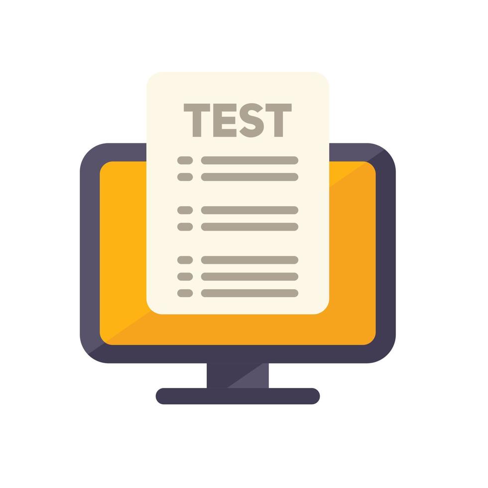 Online pc test icon flat vector. Paper check vector