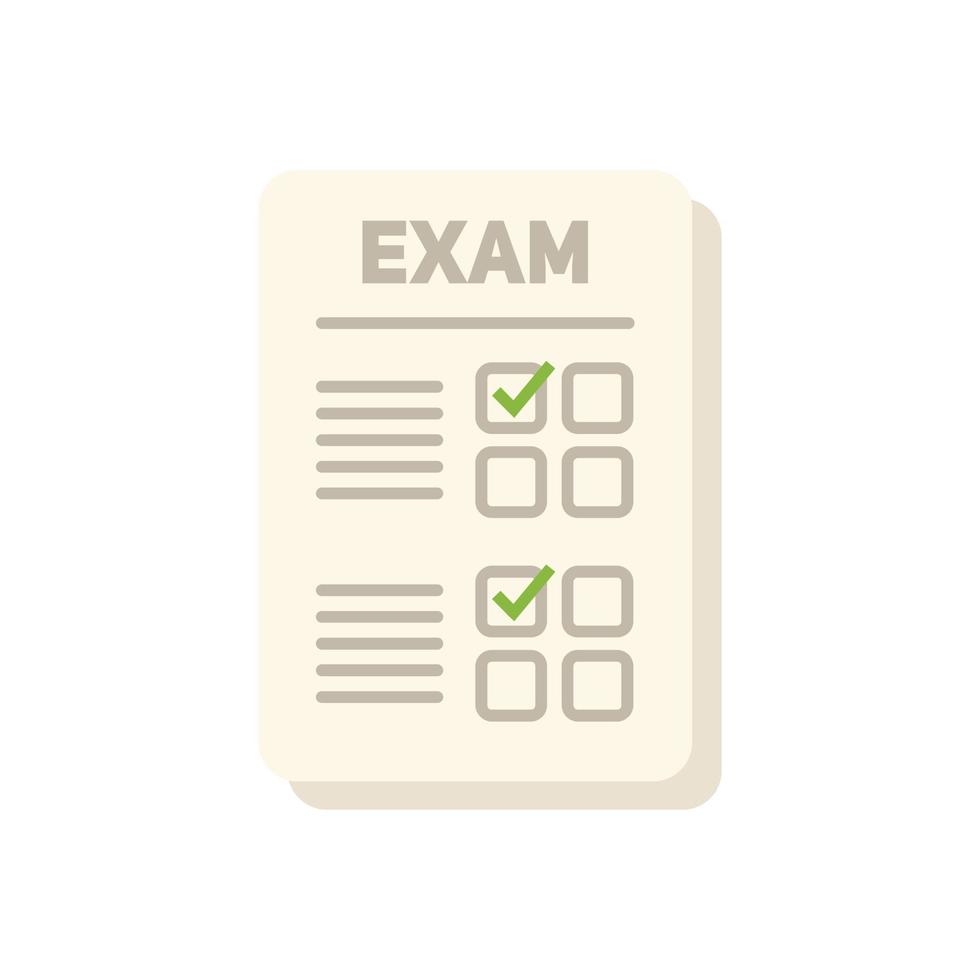 icono de formulario de examen vector plano. cheque en papel