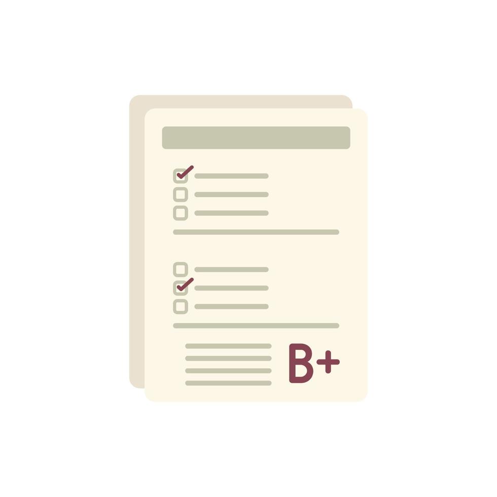 Paper test icon flat vector. Answer exam vector