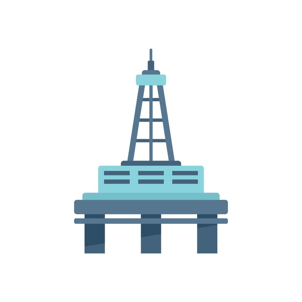 Industry energy rig icon flat vector. Oil sea vector