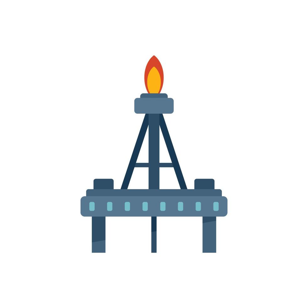 Fire gas rig icon flat vector. Drilling ocean vector