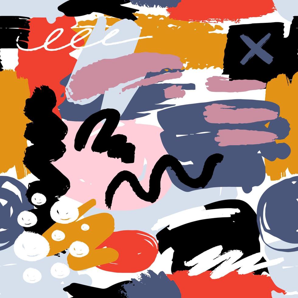 Colorful Abstract Brush Stroke Texture Seamless Pattern vector