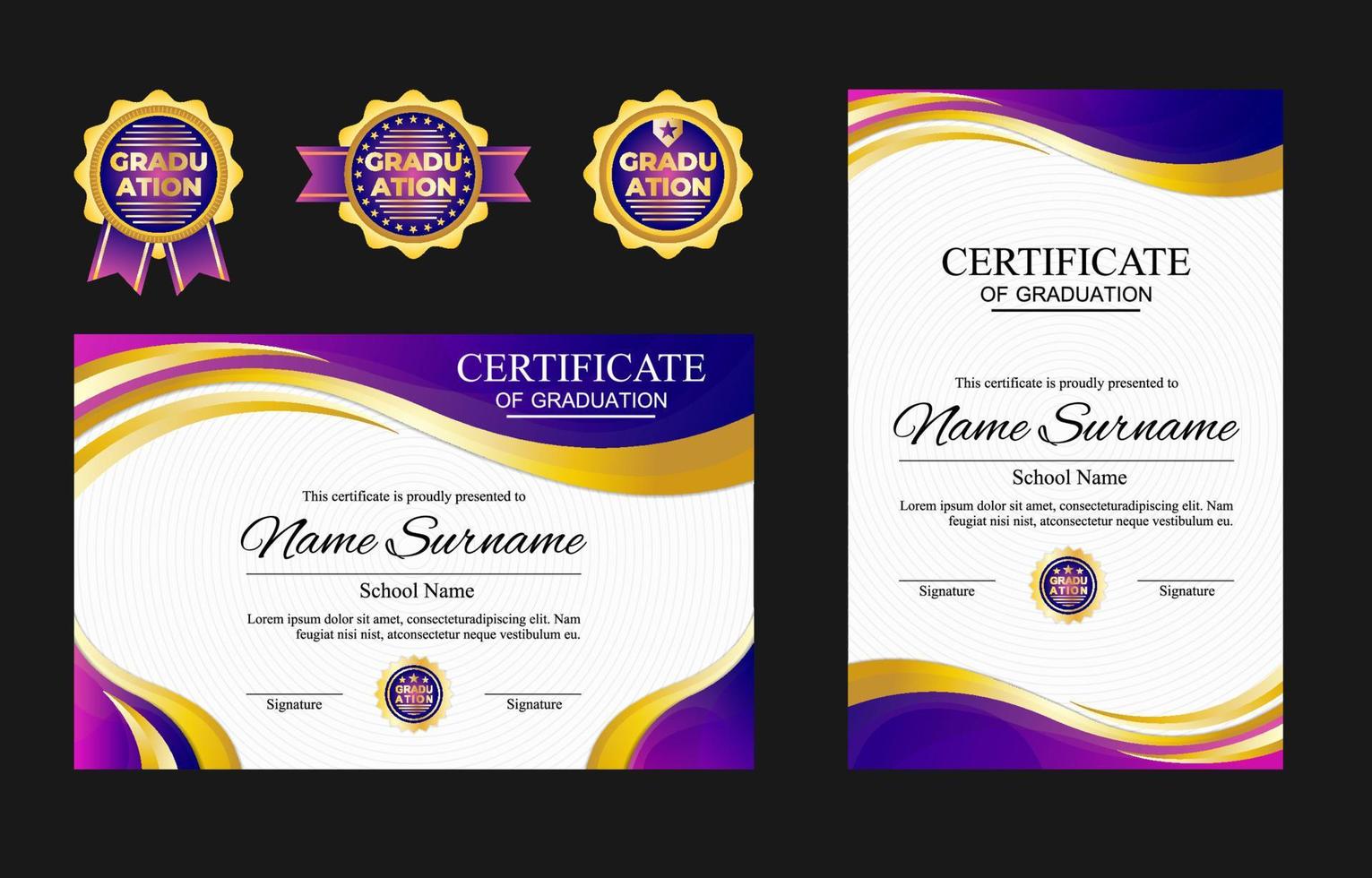 Gradient Certificate Template For Seminar Or University Concept vector