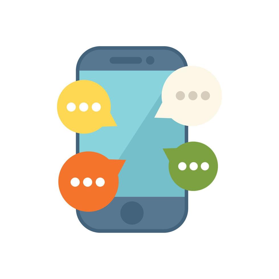 Phone forum chat icon flat vector. People website vector