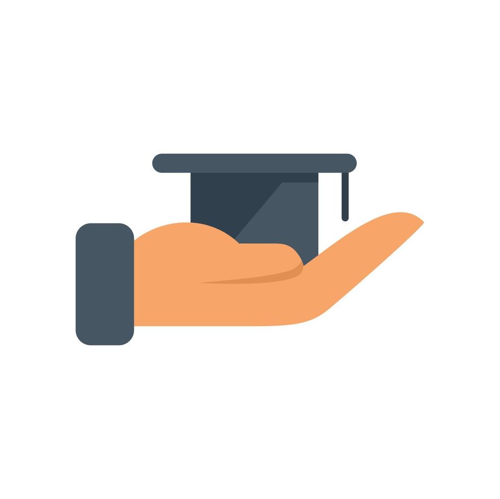 Charity graduation icon flat vector. Help hand vector