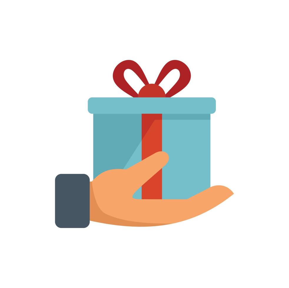 Gift box charity icon flat vector. Donate help vector