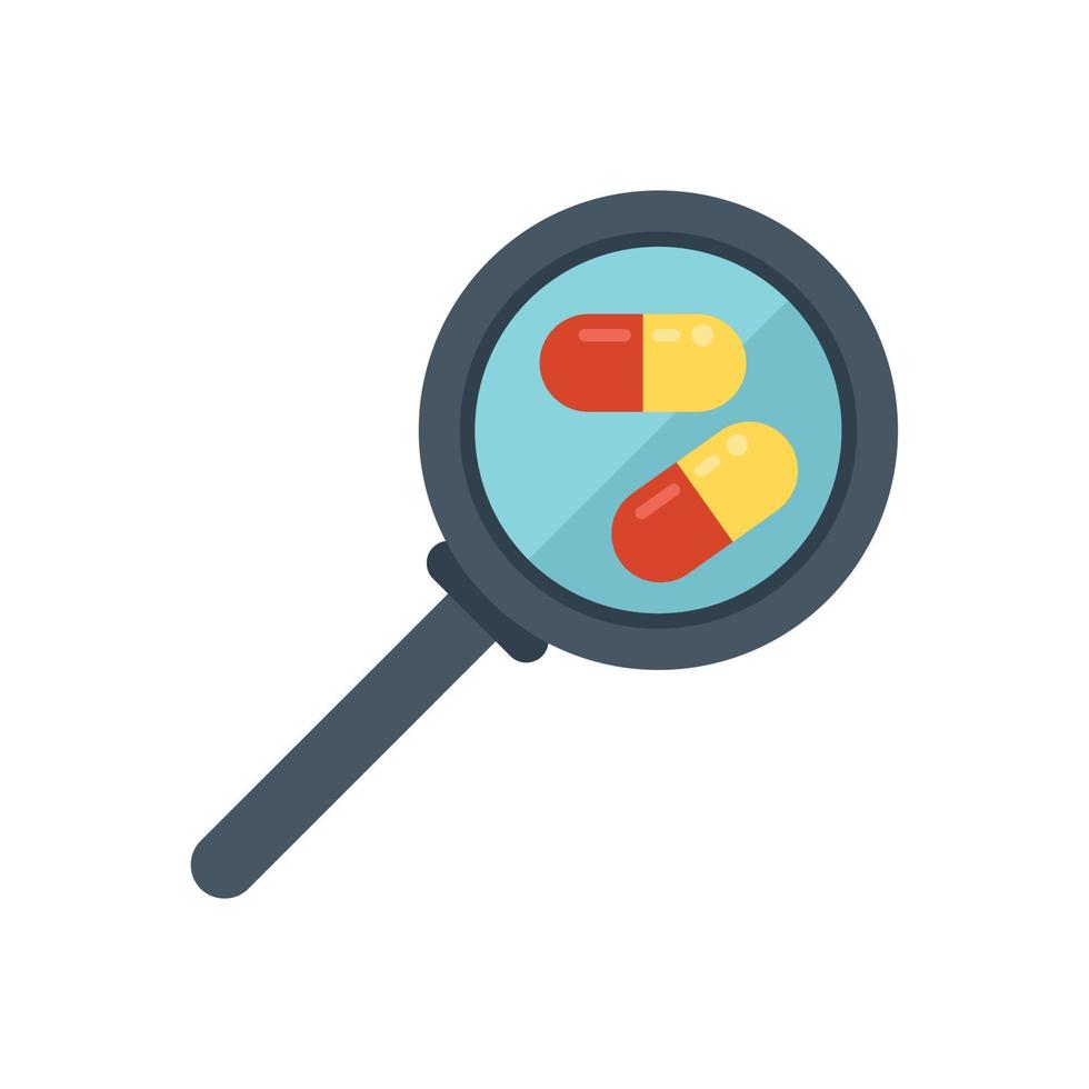 Search medical capsule icon flat vector. Online patient vector