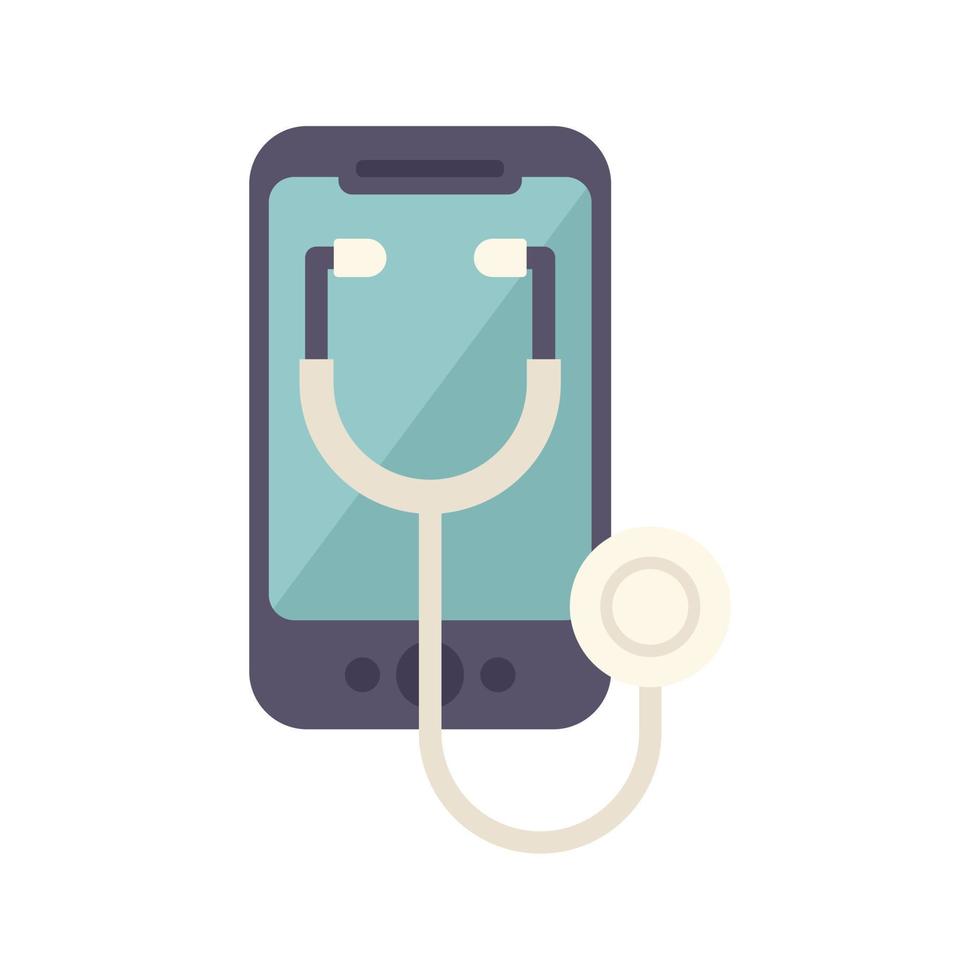 Online stethoscope icon flat vector. Doctor health vector