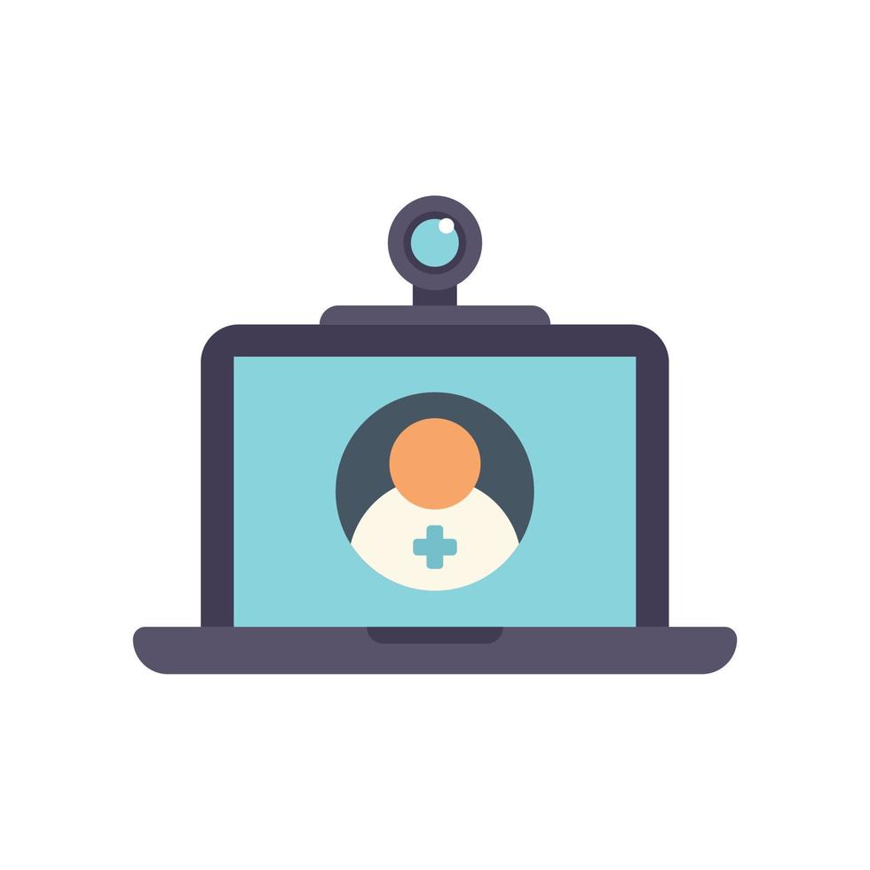 Telemedicine video call icon flat vector. Online patient vector