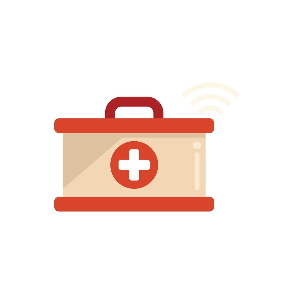 Wireless first aid kit icon flat vector. Online doctor vector