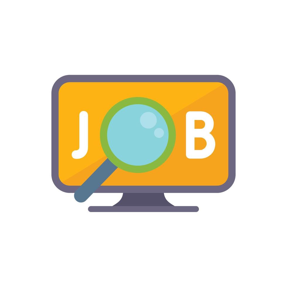 Online job search icon flat vector. Computer interview vector