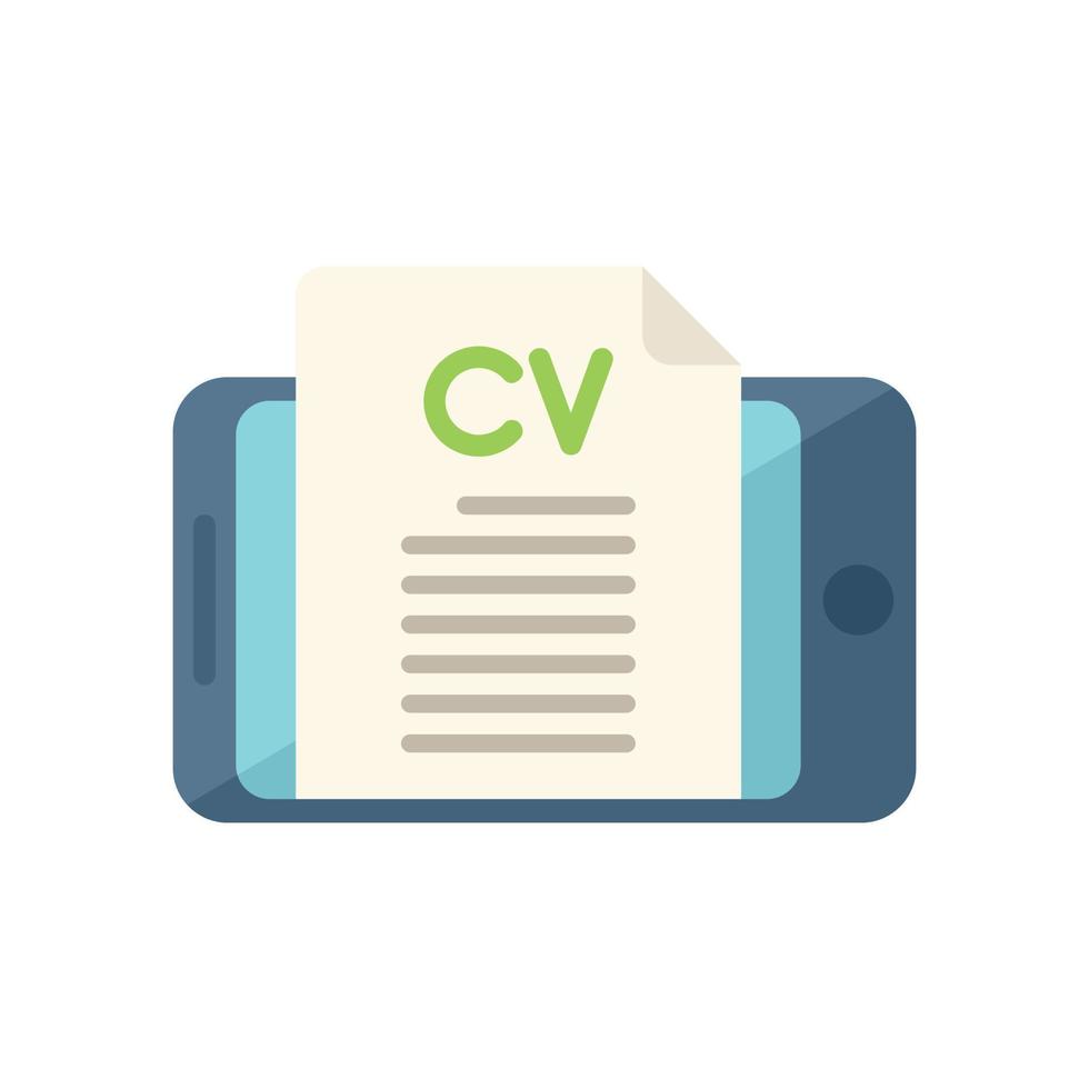 Online cv icon flat vector. Internet hire vector