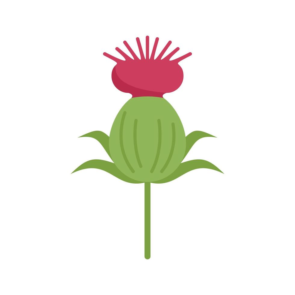 Thistle icon flat vector. Flower milk vector