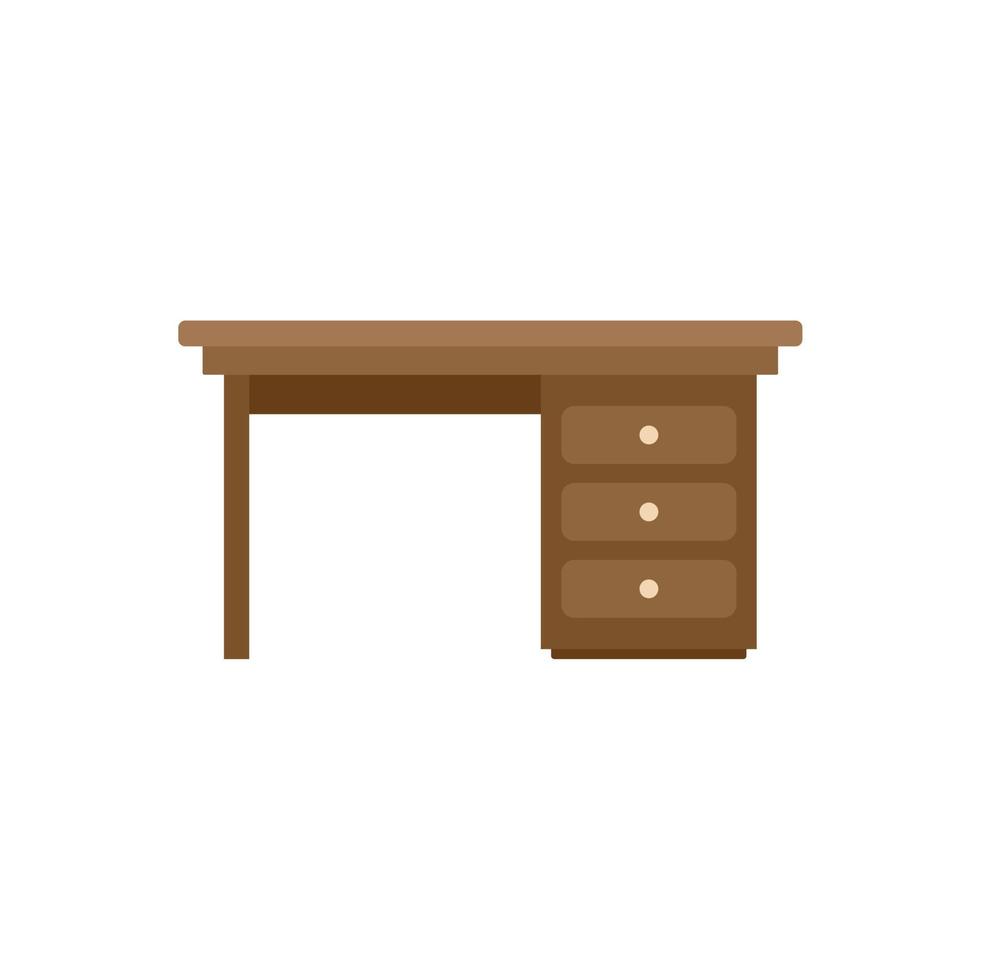 Object table icon flat vector. Wood desk vector