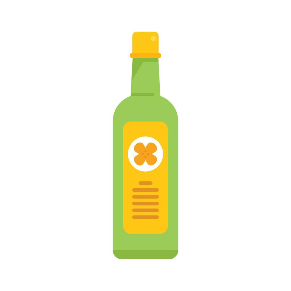 Canola oil bottle icon flat vector. Plant flower vector